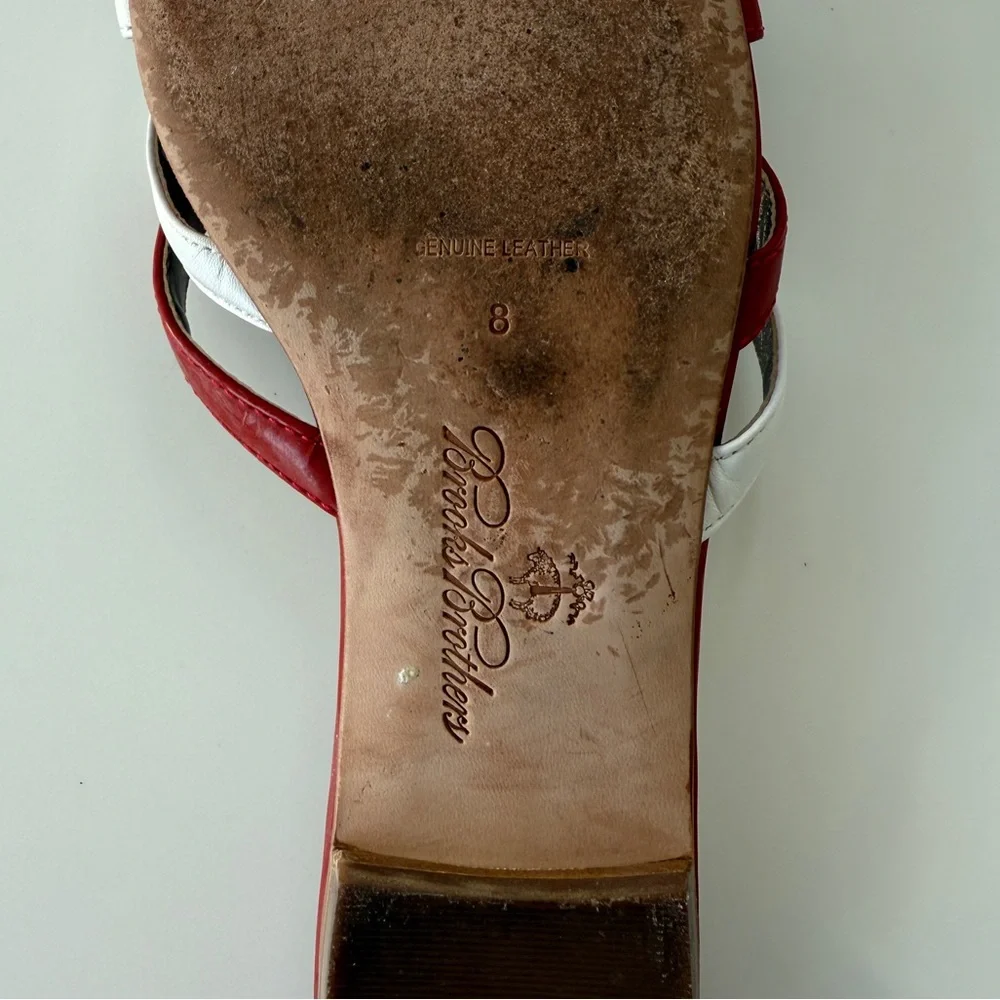 Brooks Brothers Red and White Women's Sandals - Picture 6 of 6